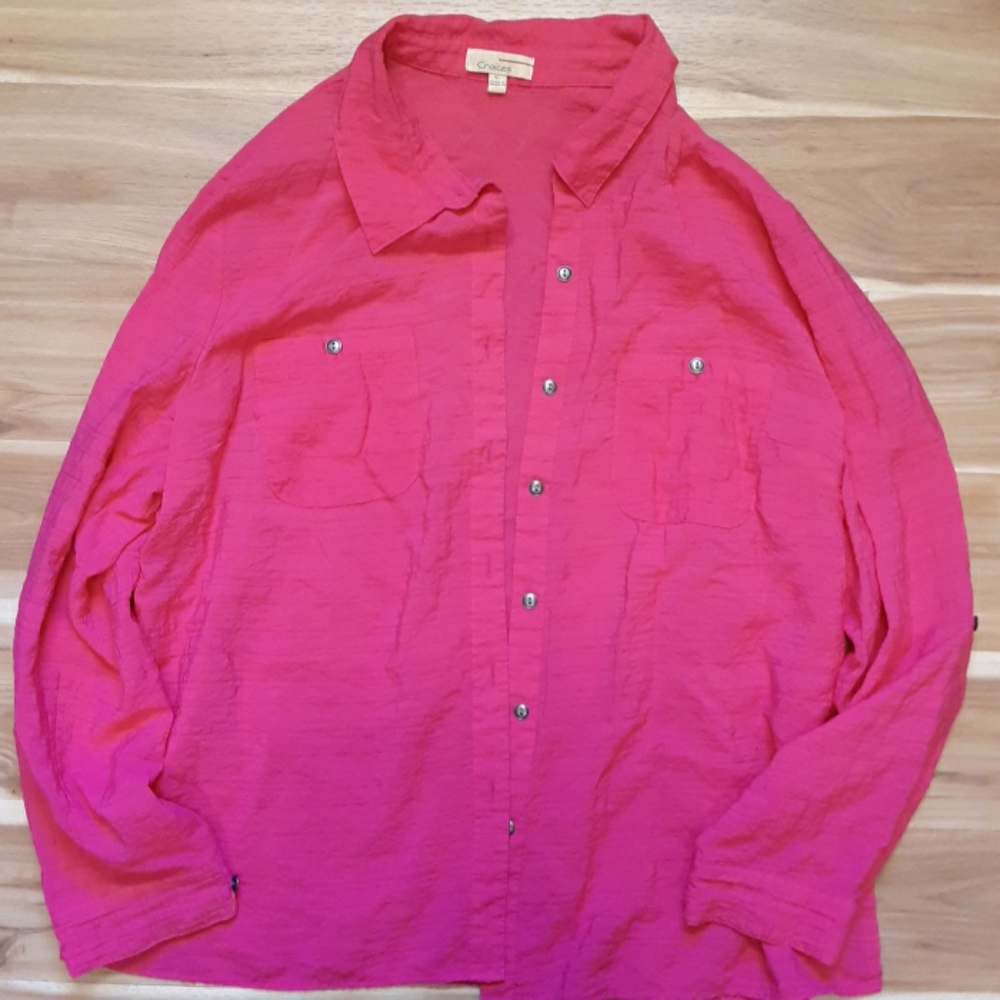 Choices Pink Button Down Long Sleeve Shirt